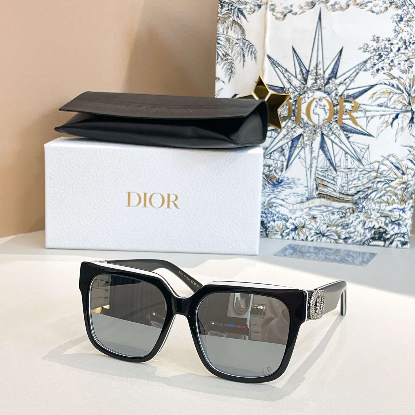 DIOR Sunglasses Acetate Square Black