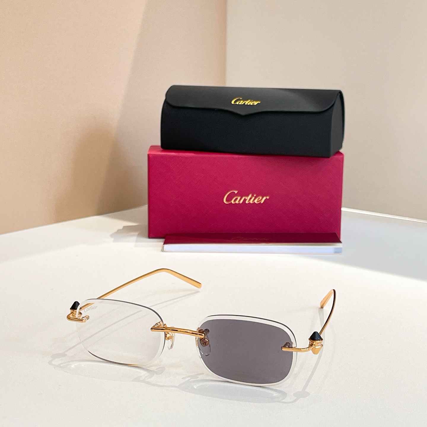 Cartier CT0720S Sunglasses Metal Rimless Photochromic Lenses