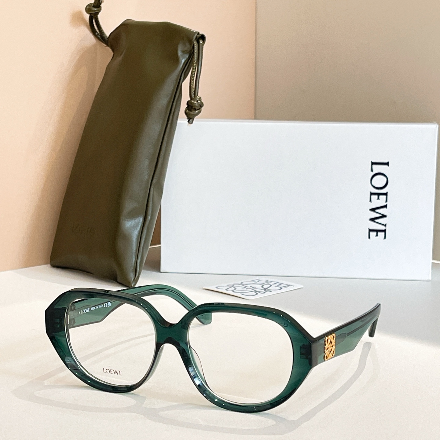 LOEWE 眼镜 板材 绿色 几何框