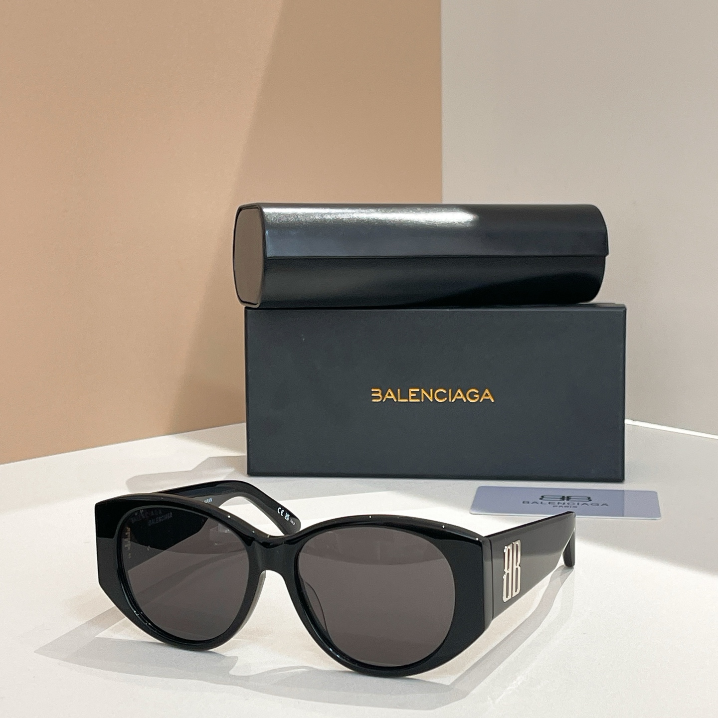 Balenciaga Sunglasses Black Acetate Oval Frame