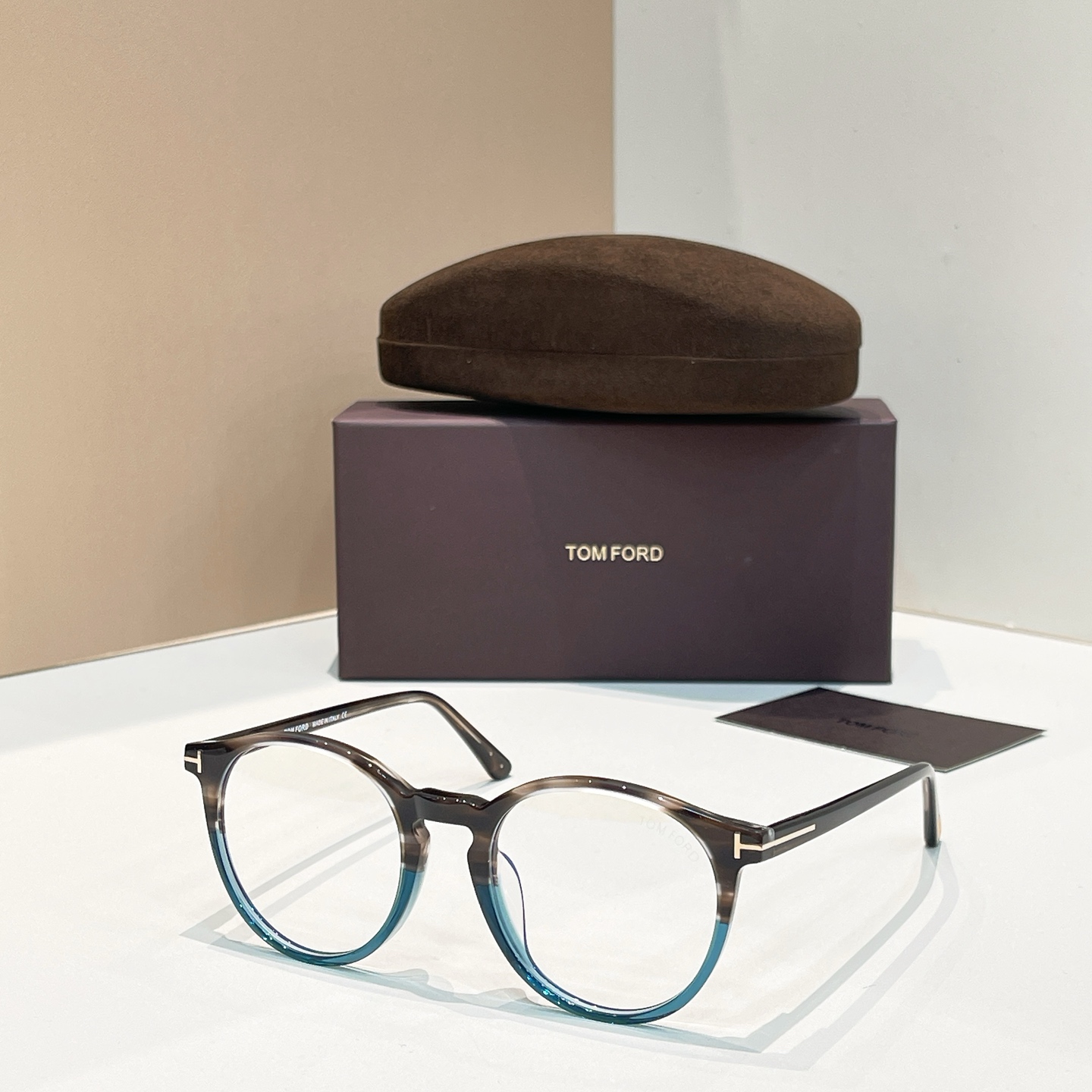 TOM FORD Eyewear Round Frame Acetate Color-Block