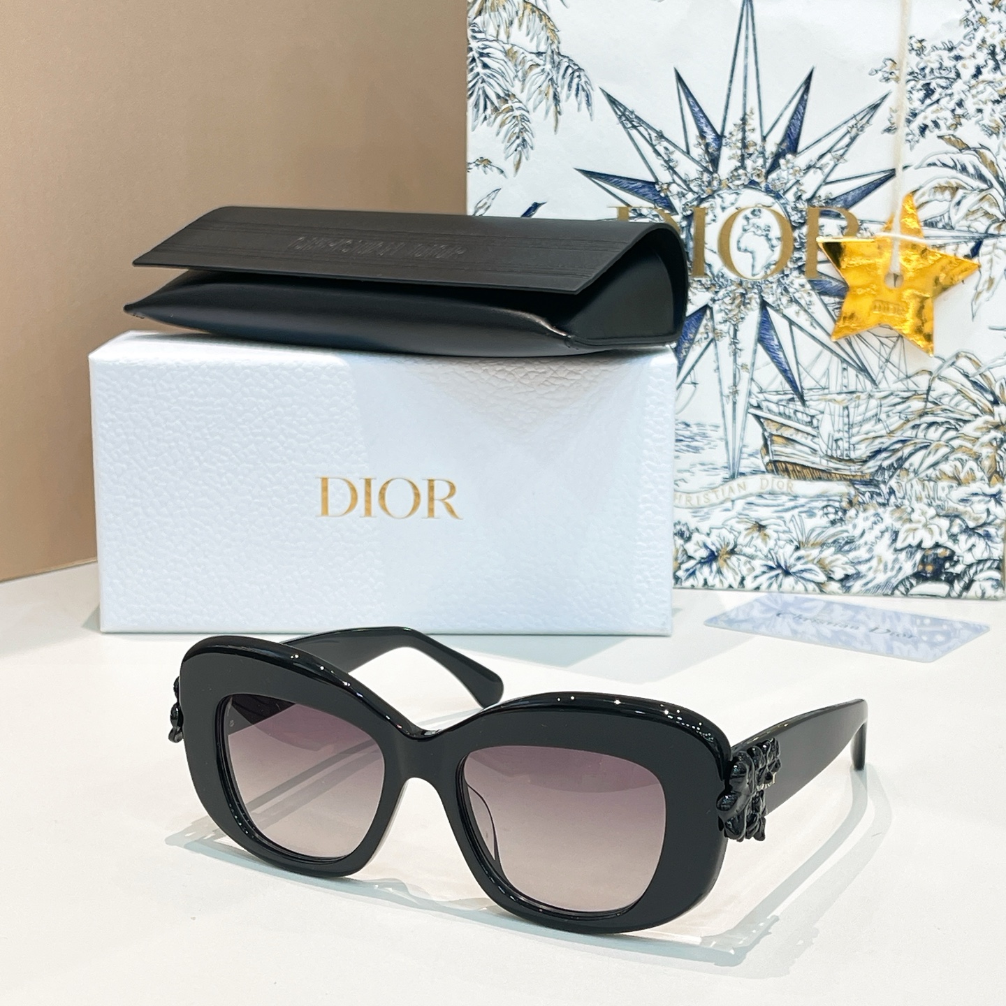 DIOR Sunglasses Acetate Black Cat Eye