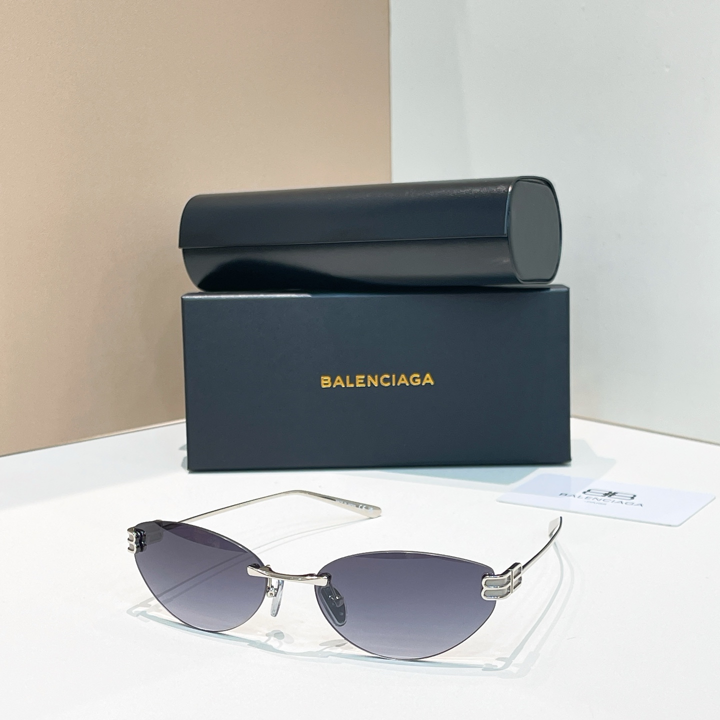 BALENCIAGA Sunglasses Metal Rimless Oval