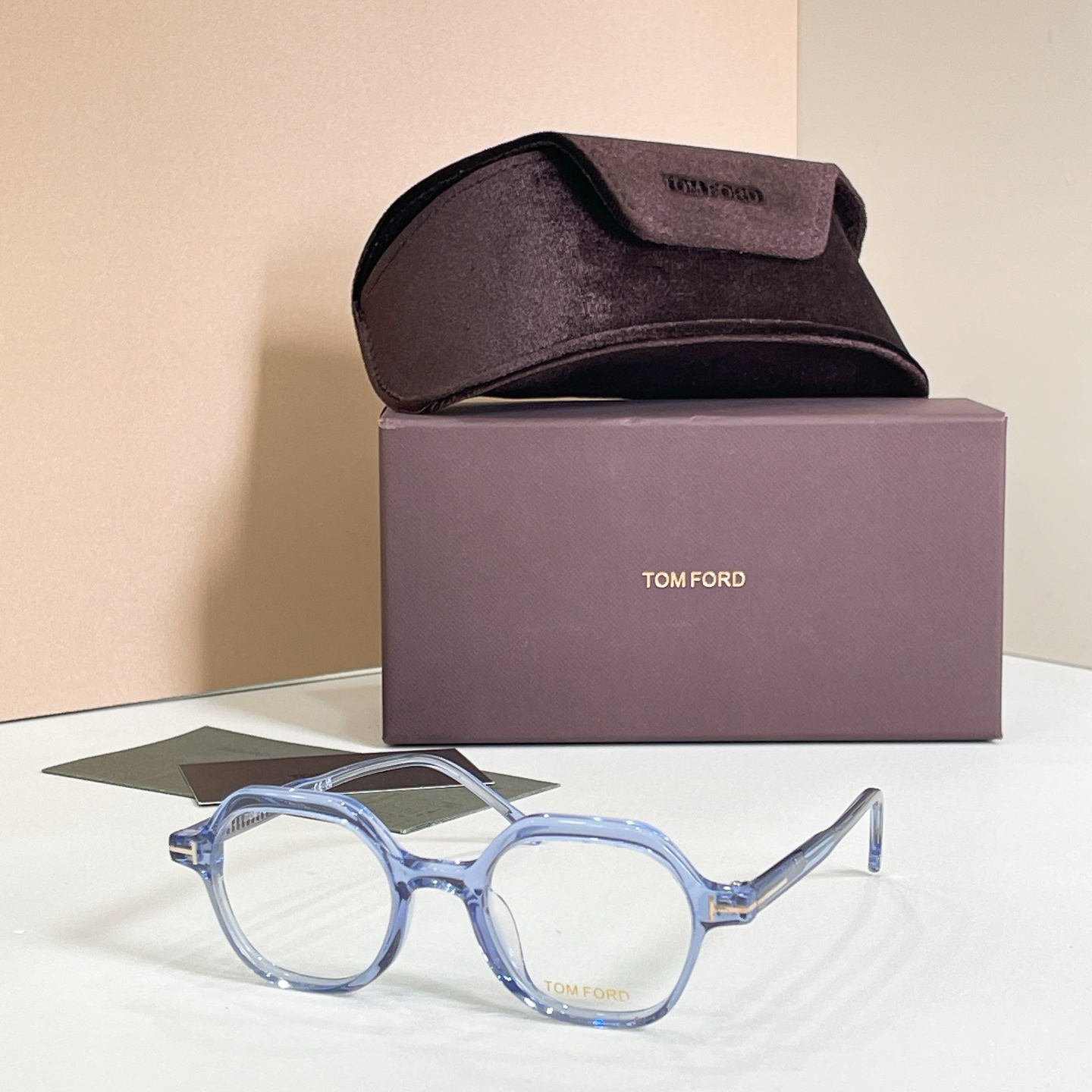 TOM FORD Optical Glasses Acetate Polygon Transparent Blue