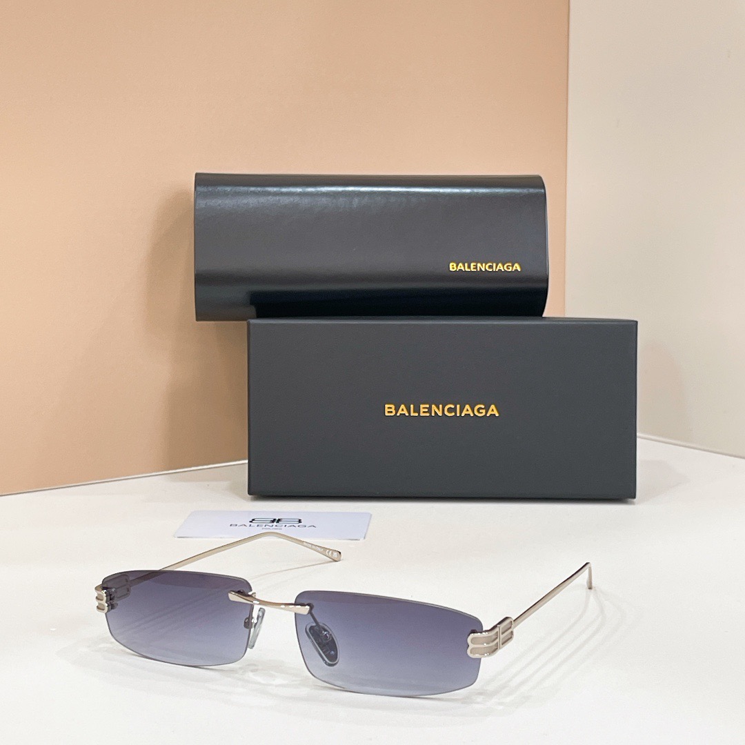 Balenciaga Sunglasses Metal Rimless Rectangular