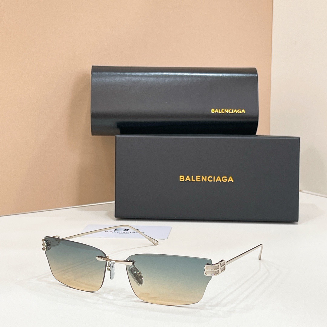Balenciaga Sunglasses Metal Rimless Rectangular