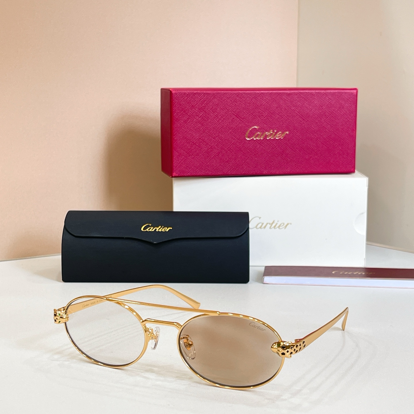 Cartier CT0494S Sunglasses Metal Oval Leopard