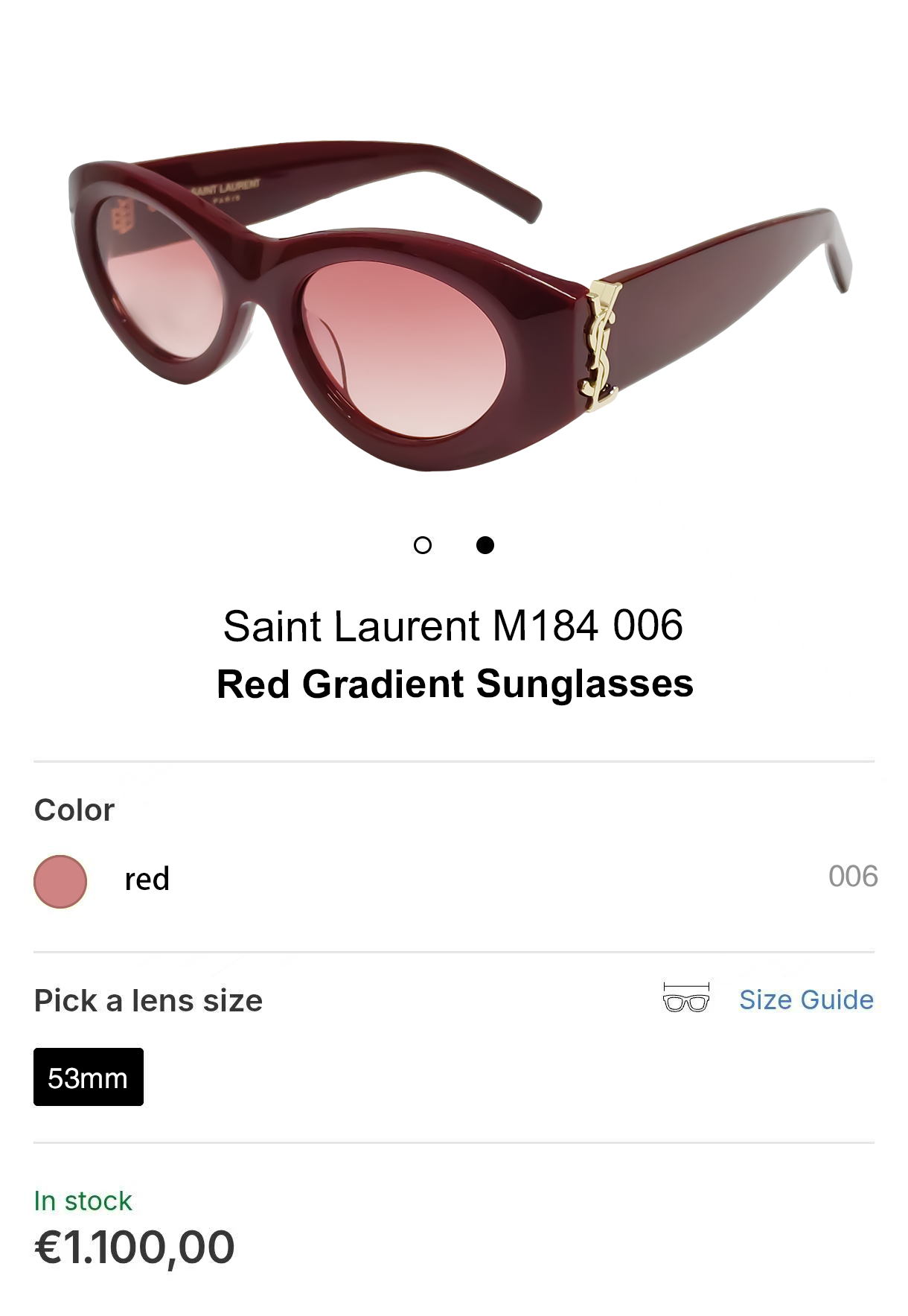 SAINT LAUREN*💫💫💫MODEL：SL M184/F💫💫💫SIZE：53口21-145💫💫💫