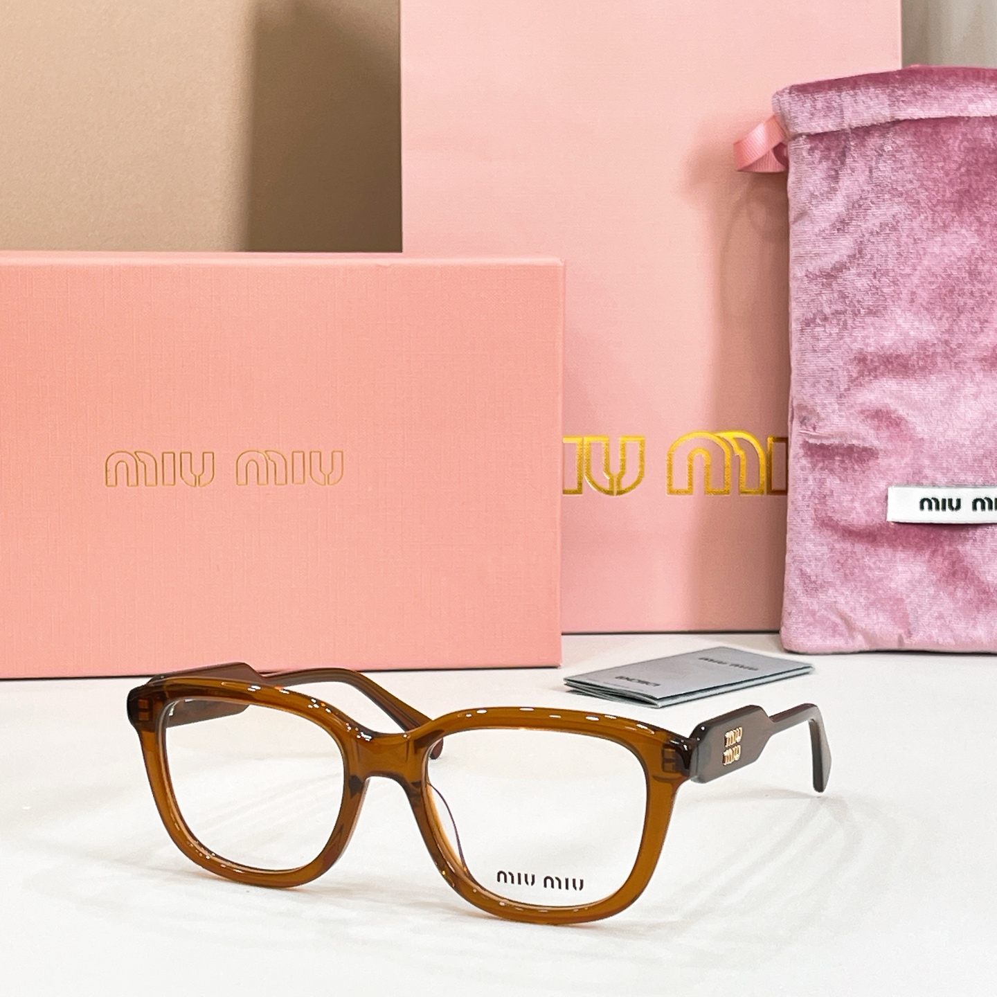 MIUMIU Optical Glasses Acetate Brown Square Frame