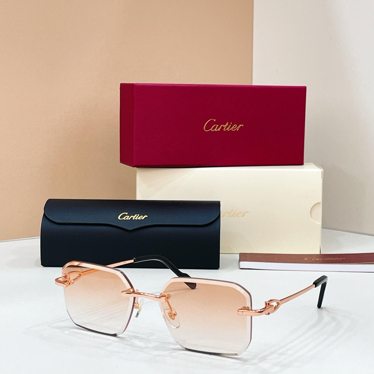 Cartier Sunglasses Metal Rimless Square