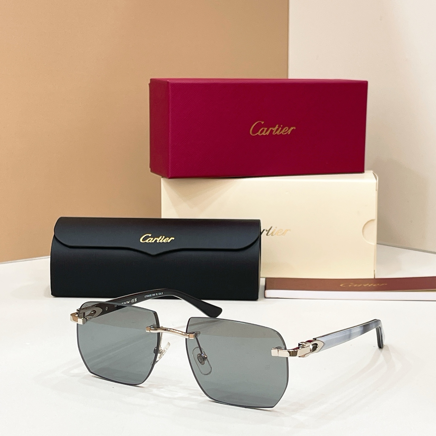 Cartier Sunglasses Rimless Metal Square