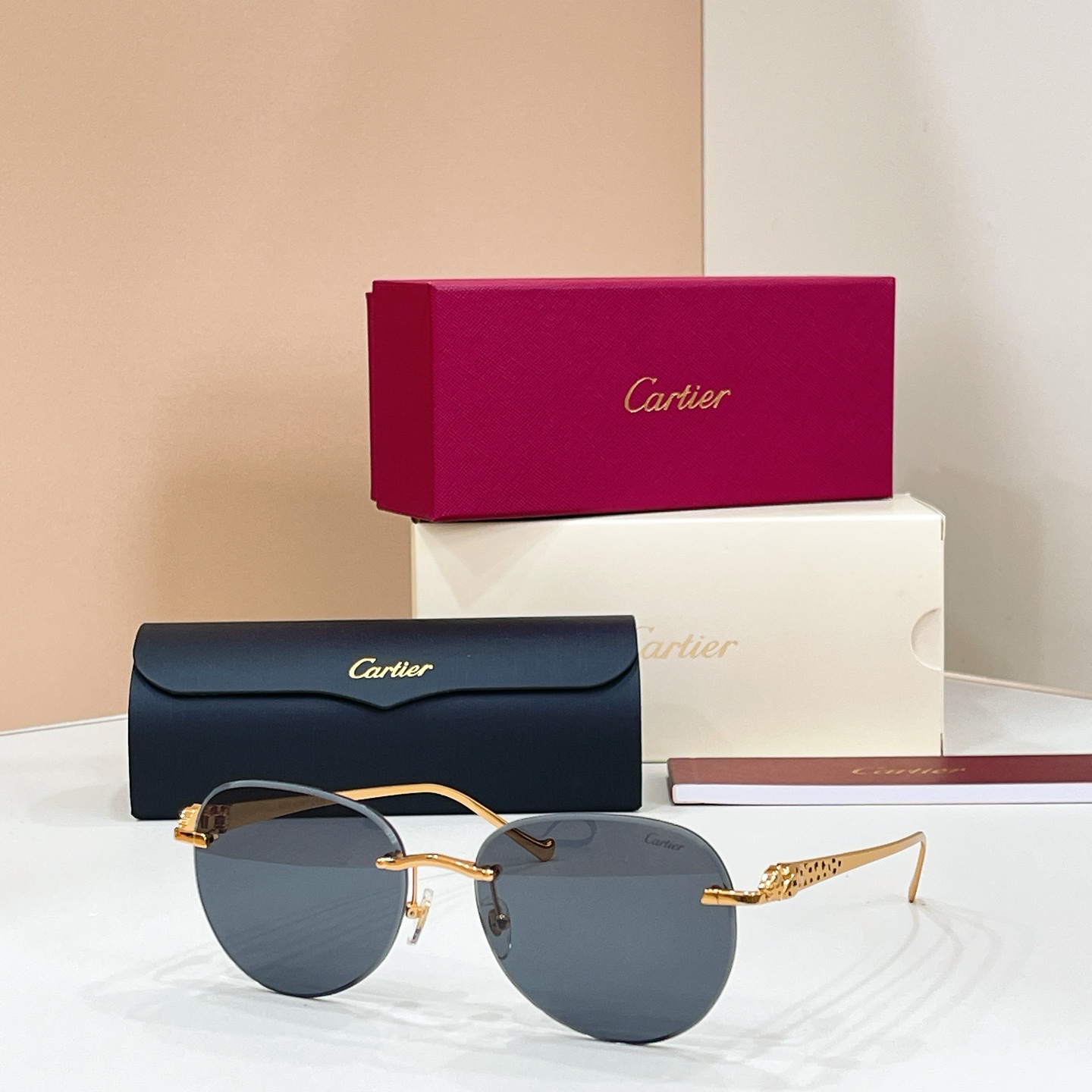 Cartier CT0480S Sunglasses Metal Rimless Round Frame