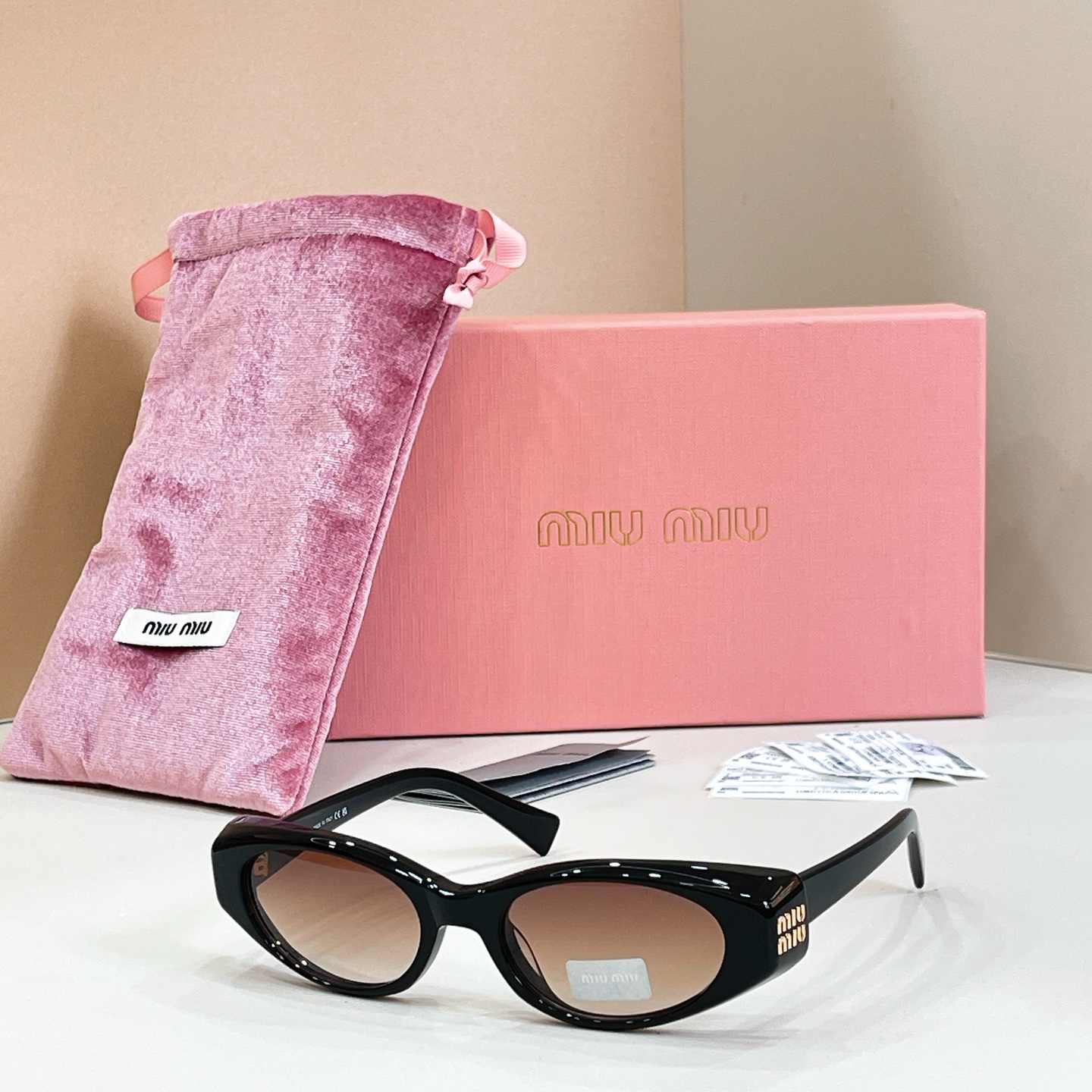 MIUMIU Sunglasses Acetate Black Oval Frame
