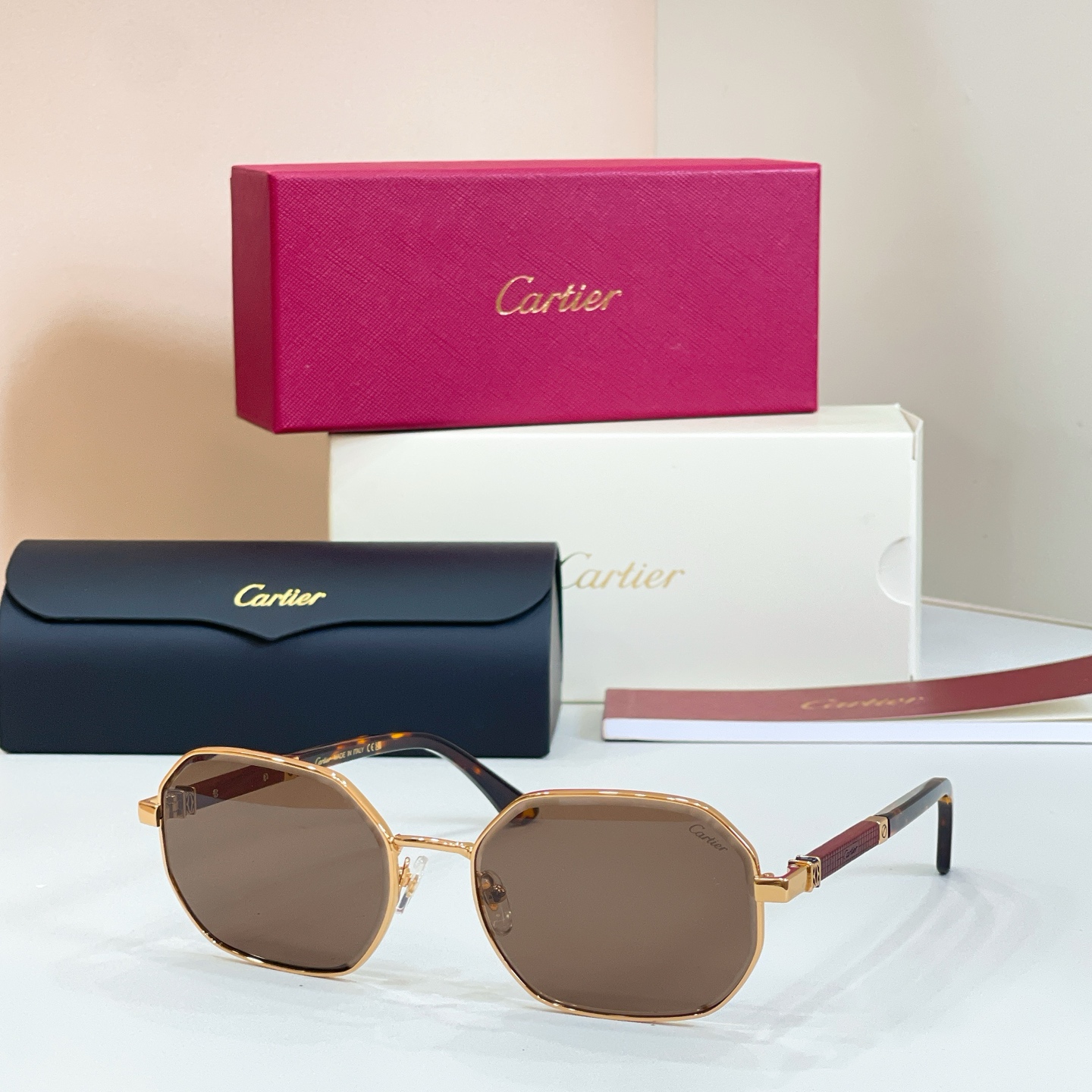 Cartier CT0492S Metal Polygon Sunglasses