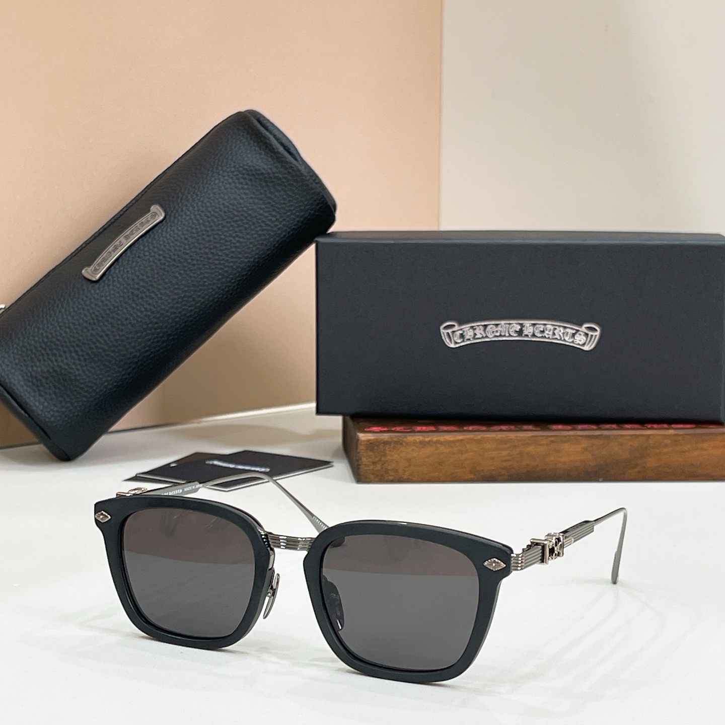 Chrome Hearts Sunglasses Acetate Metal Square
