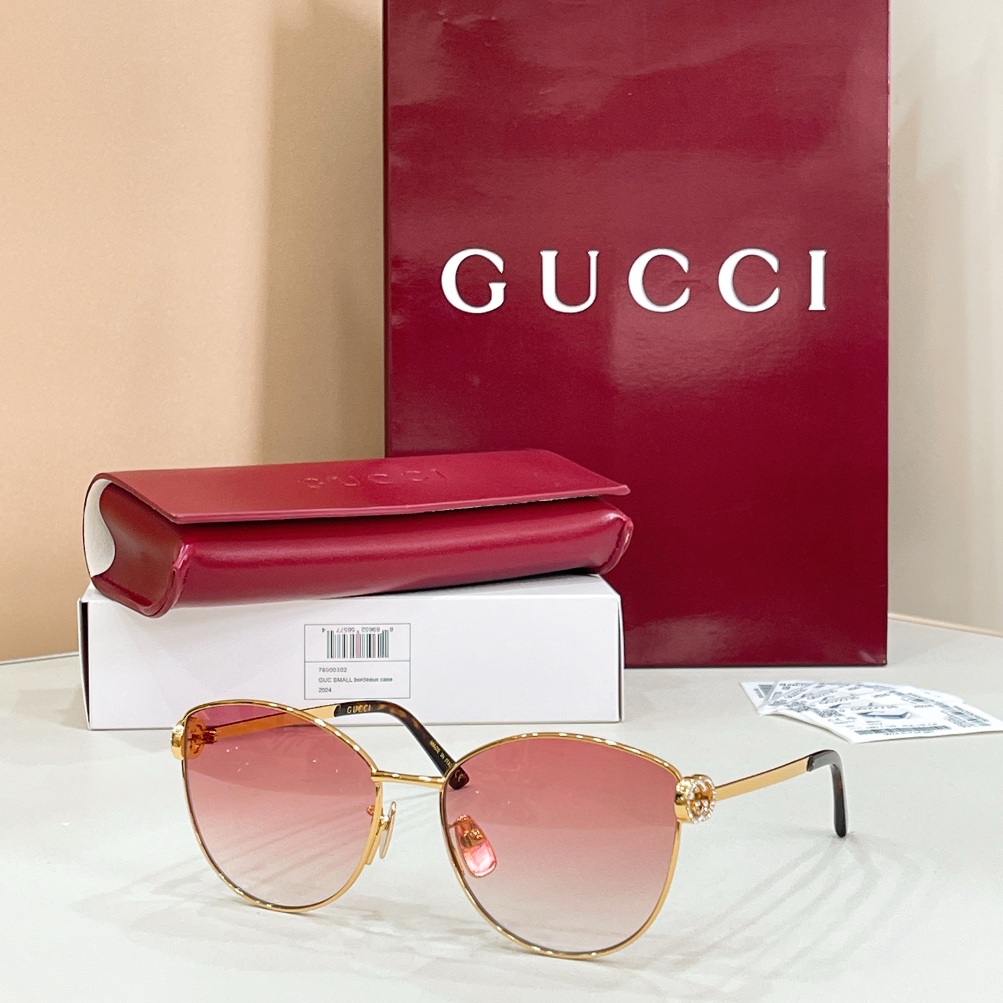 GUCCI Sunglasses Metal with Crystals Gradient Lenses