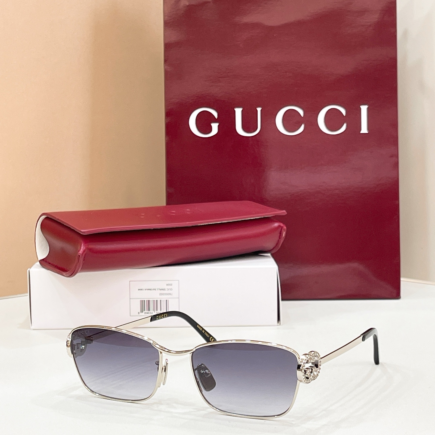 GUCCI Sunglasses Metal Square with Crystals