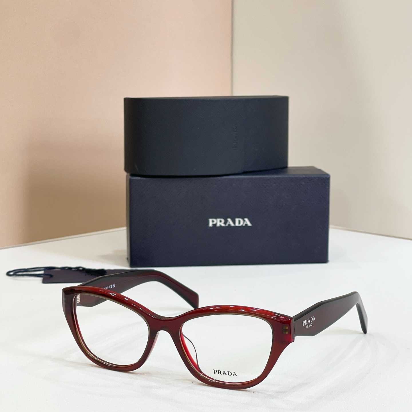 PRADA Eyewear Acetate Cat Eye Red