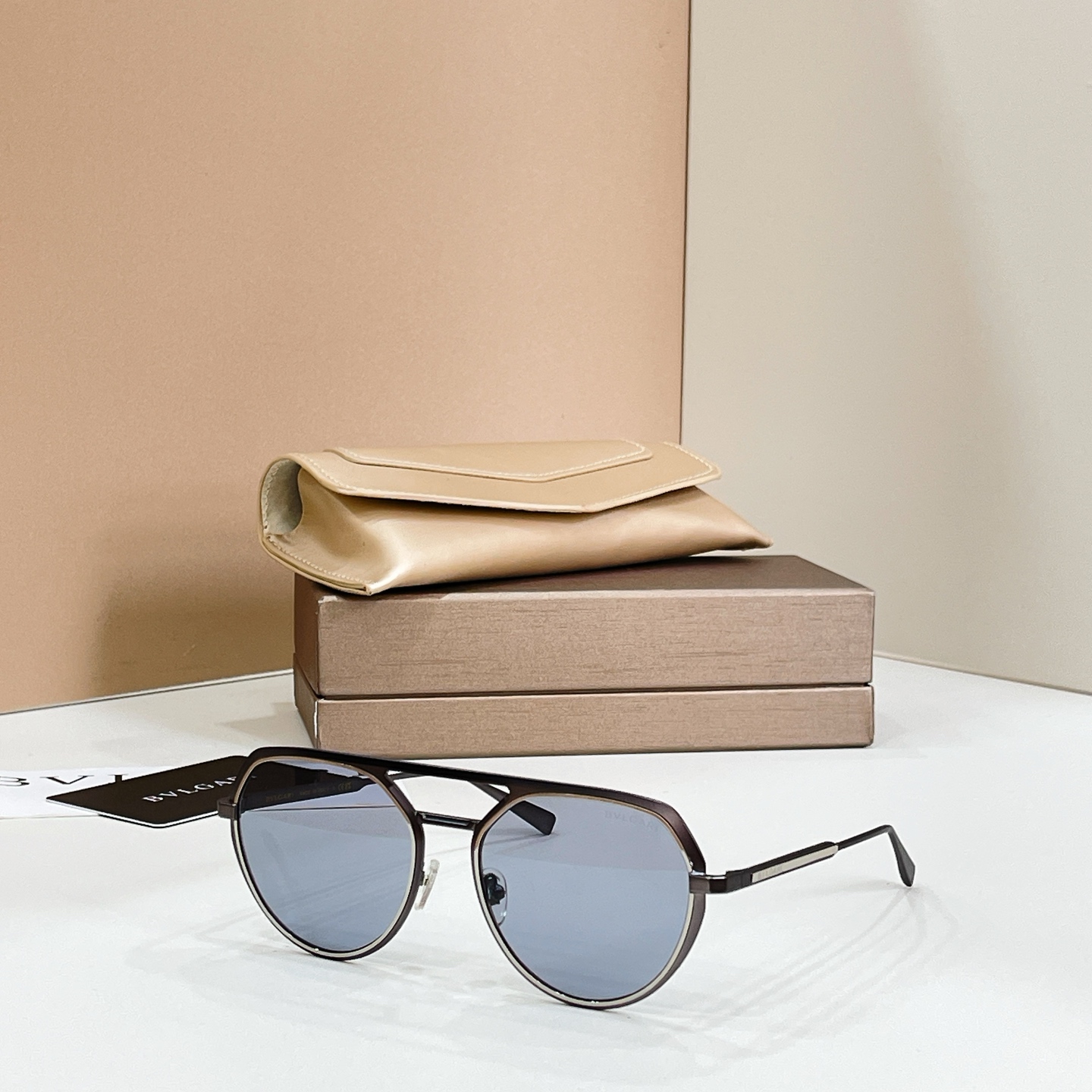BVLGARI Sunglasses Metal Round Frame