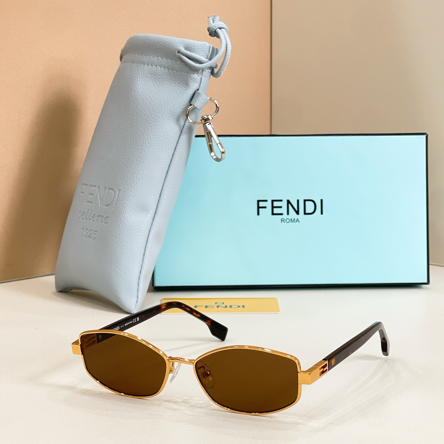 FENDI Sunglasses Metal Tortoiseshell Temples
