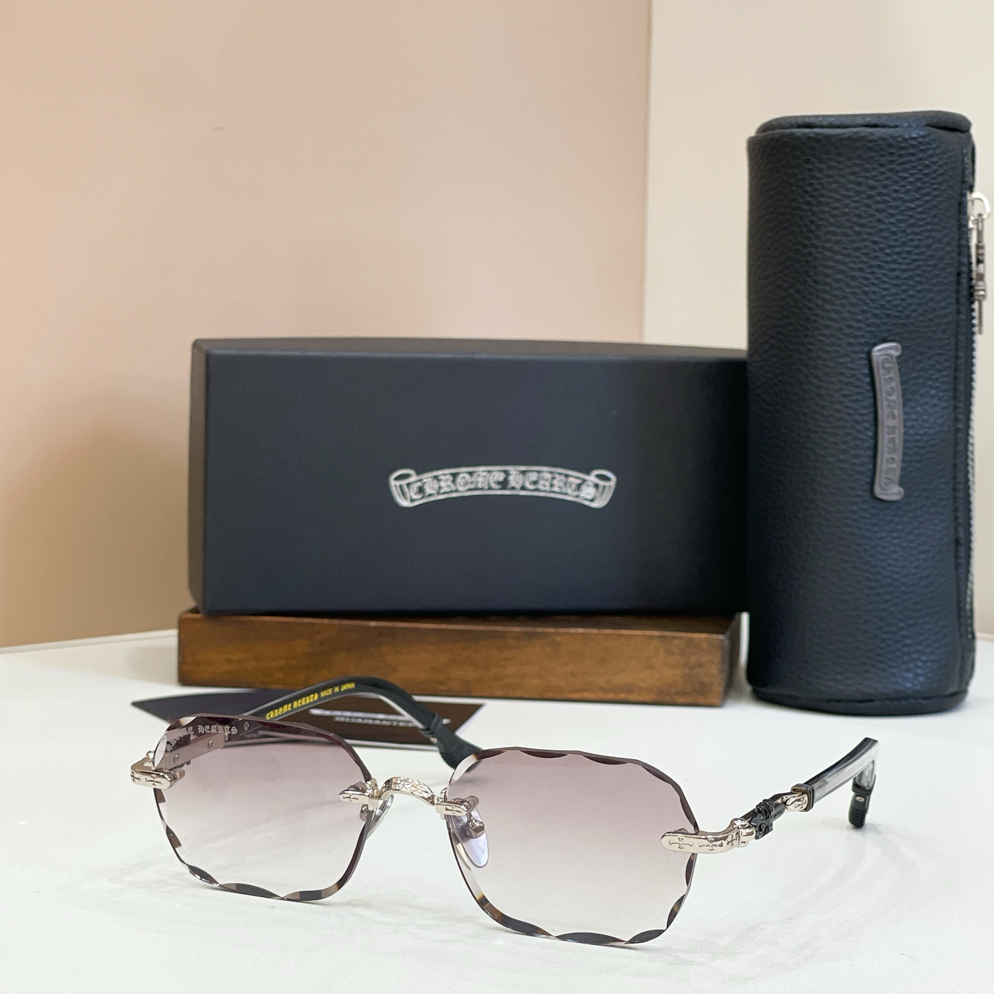 Chrome Hearts Rimless Metal Polygon Sunglasses