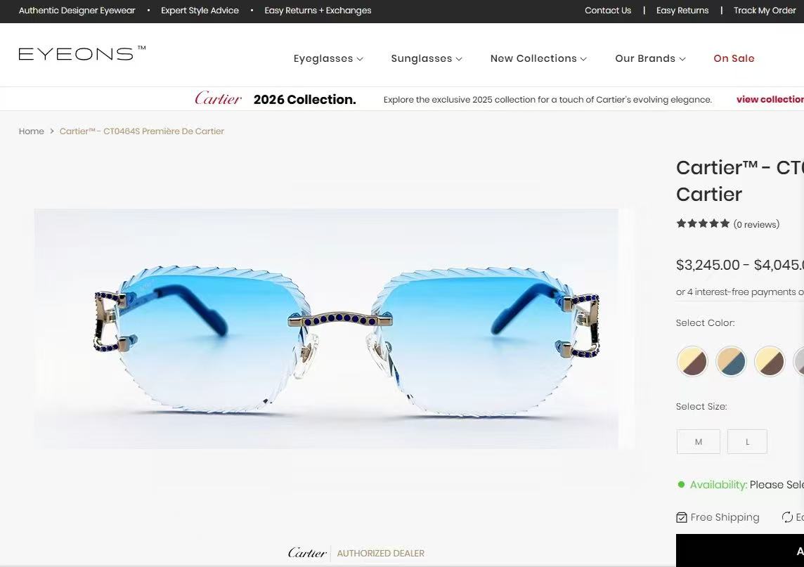 Cartier 15018043Cartie* MODEL：CT01833O SIZE