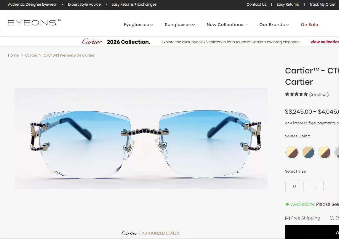 Cartier 15018046Cartie* MODEL：CT01834O SIZE