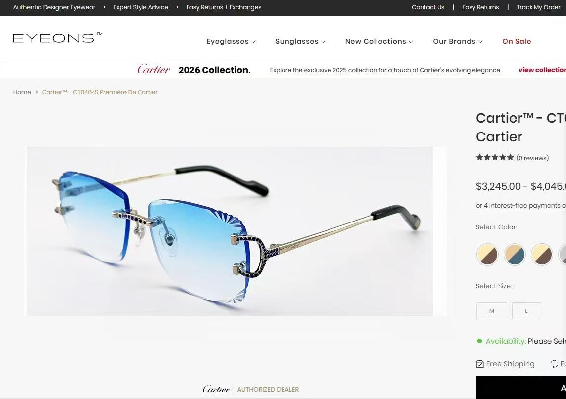 Cartier 15018046Cartie* MODEL：CT01834O SIZE