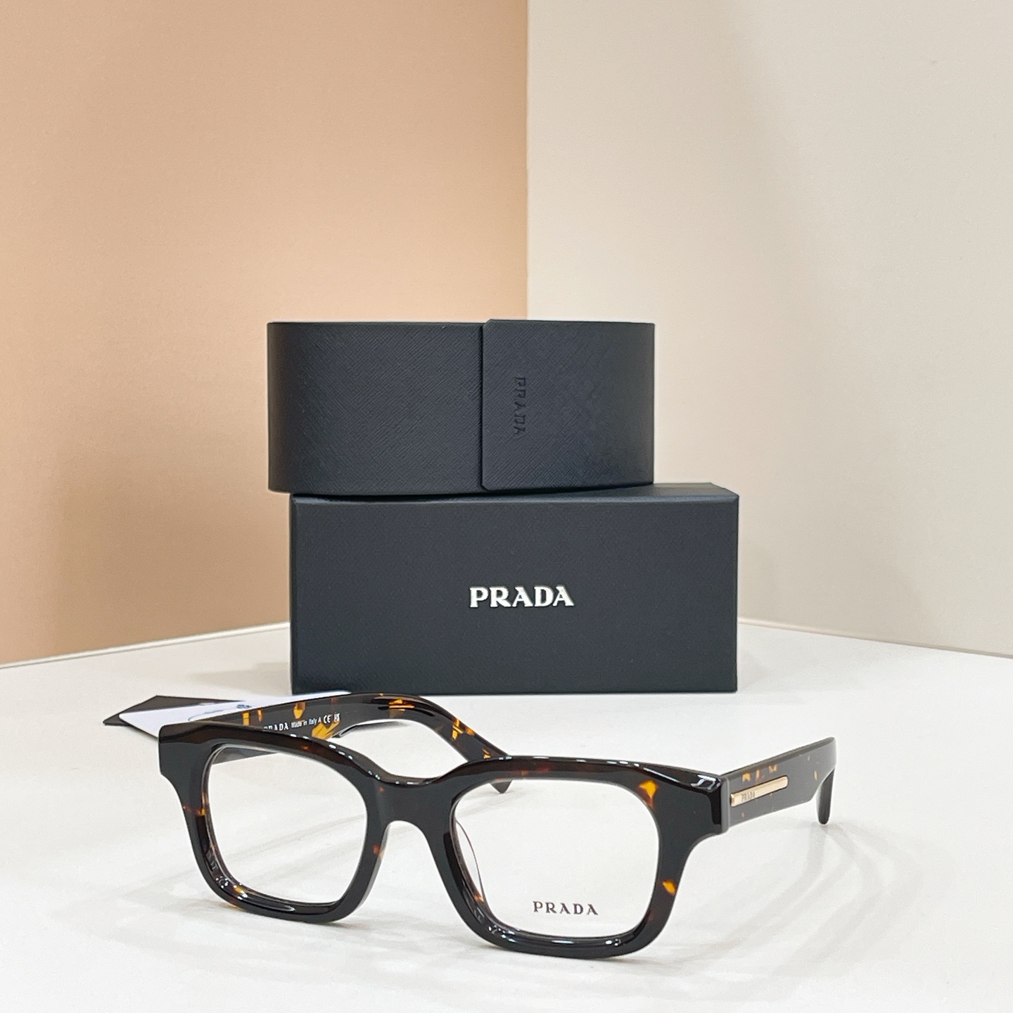 PRADA Optical Glasses Acetate Tortoiseshell Rectangular
