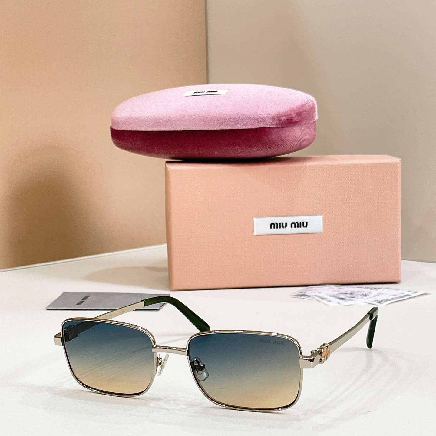 MIUMIU MU 2137 Metal Square Sunglasses