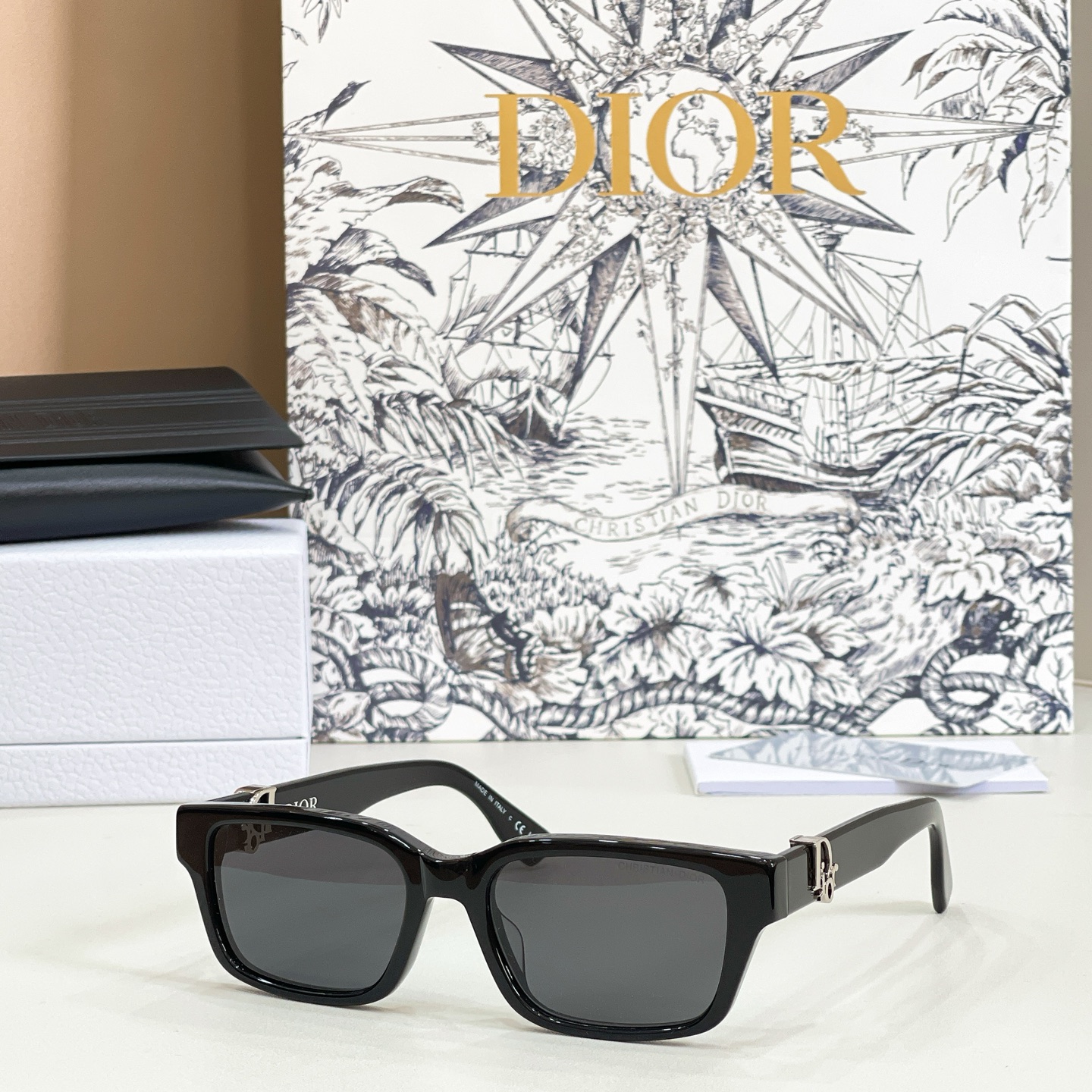 DIOR Sunglasses Acetate Square Black