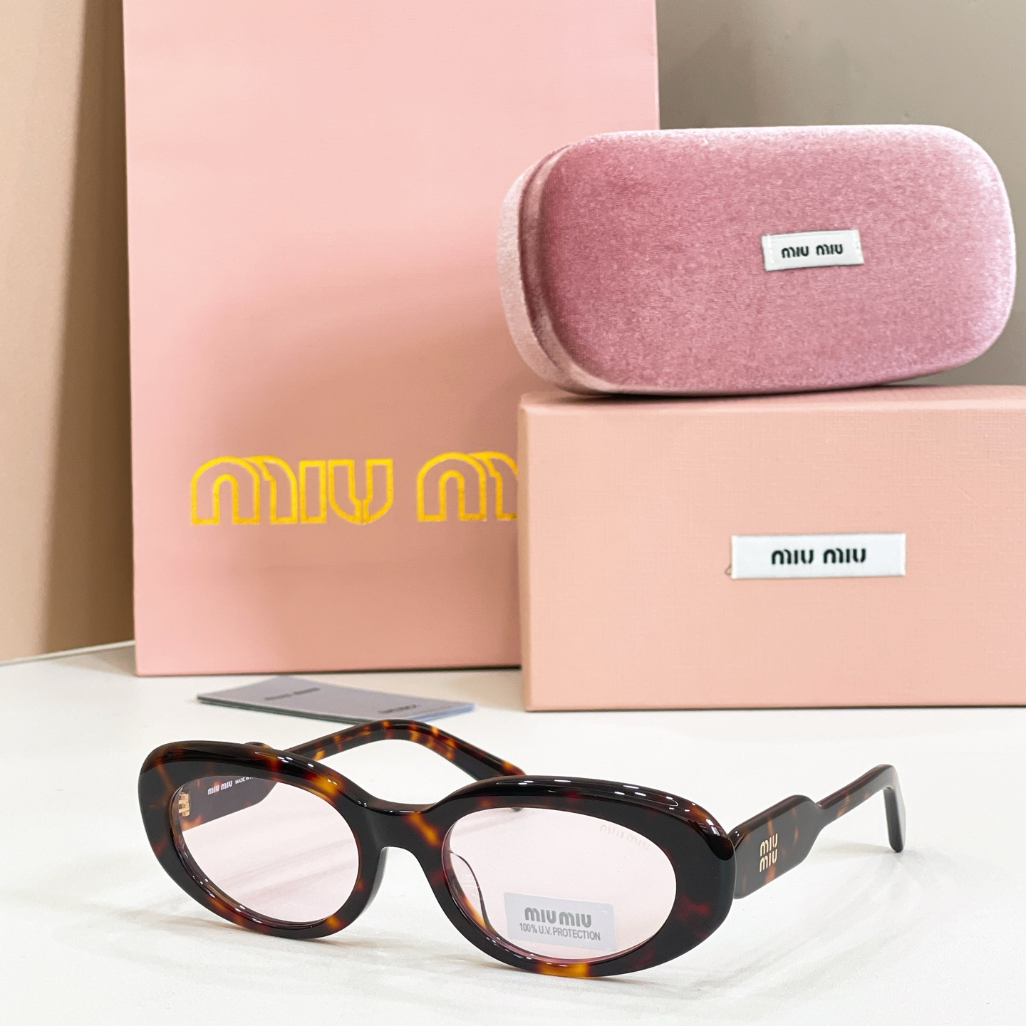 MIUMIU Eyewear Acetate Oval Tortoiseshell
