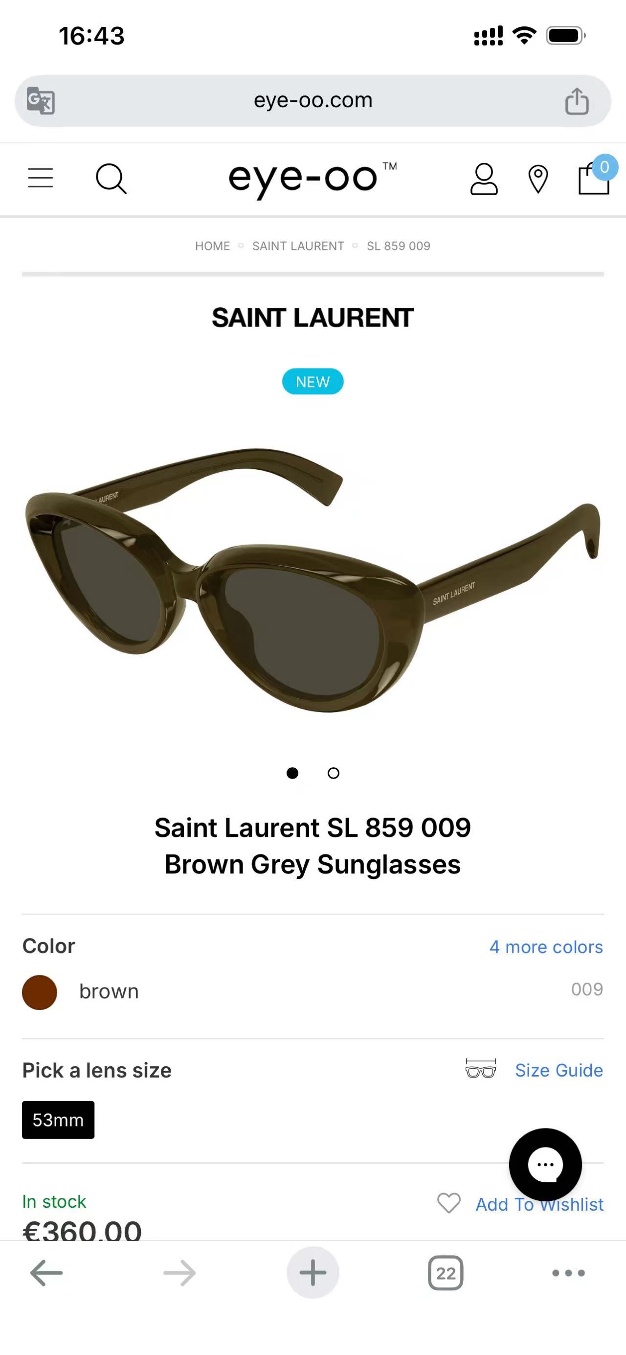 SAINT LAUREN*💫💫💫MODEL：SL 859💫💫💫SIZE：54口20-145💫💫💫