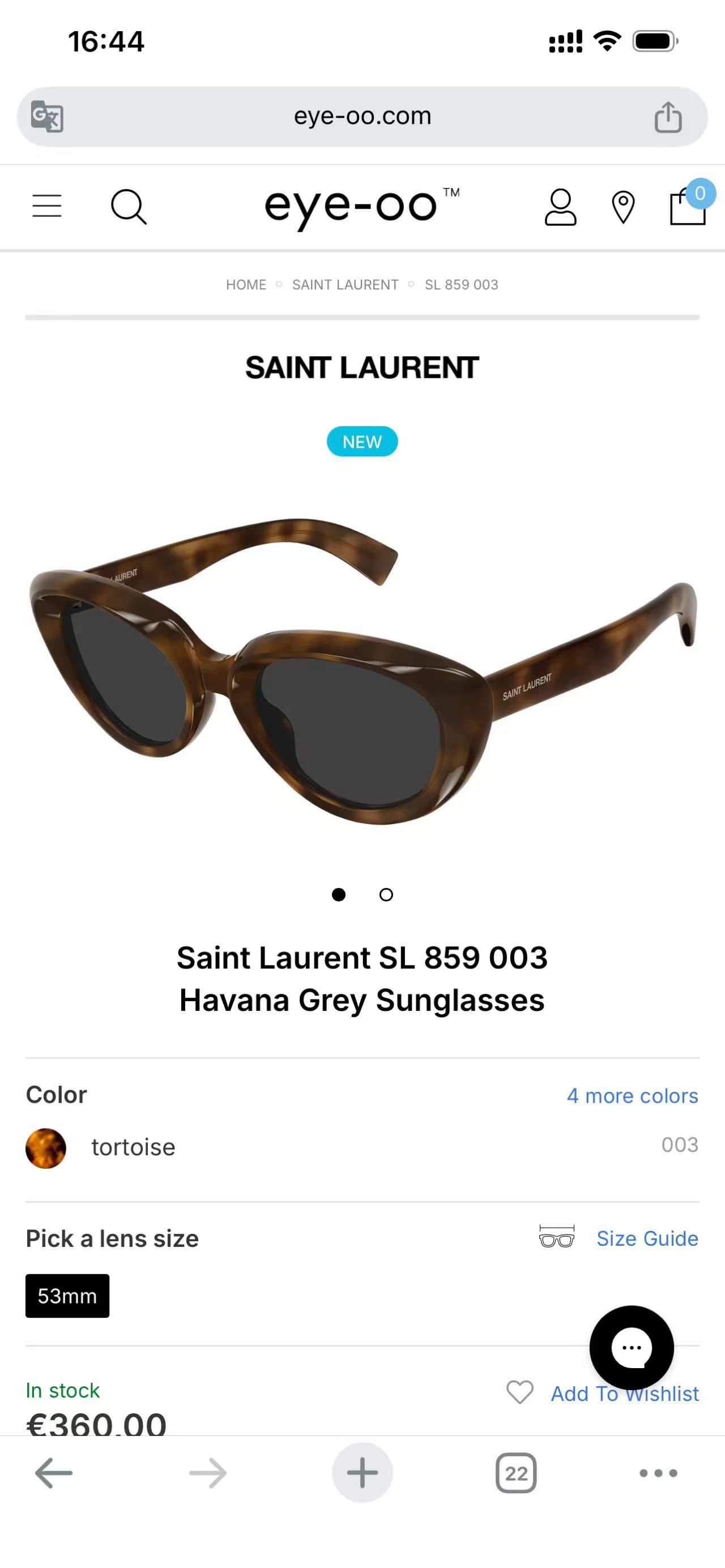 SAINT LAUREN*💫💫💫MODEL：SL 859💫💫💫SIZE：54口20-145💫💫💫