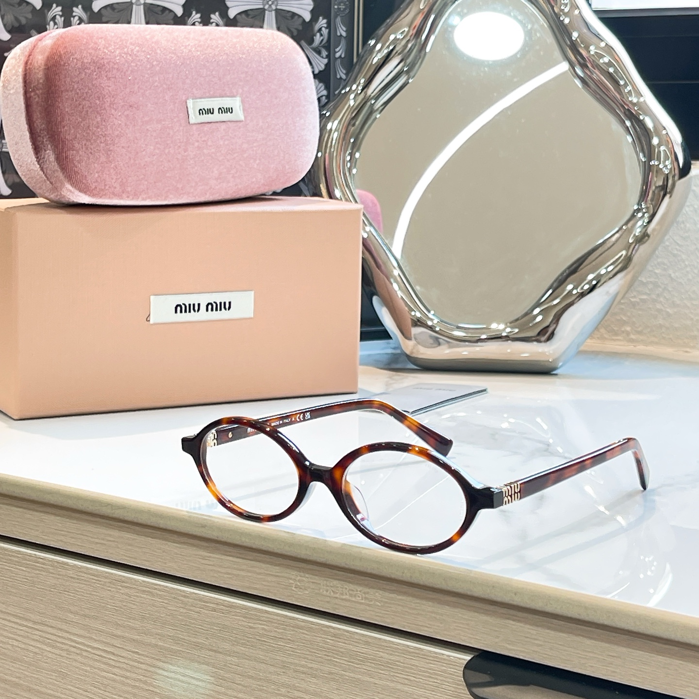 MIUMIU Optical Glasses Acetate Oval Tortoiseshell