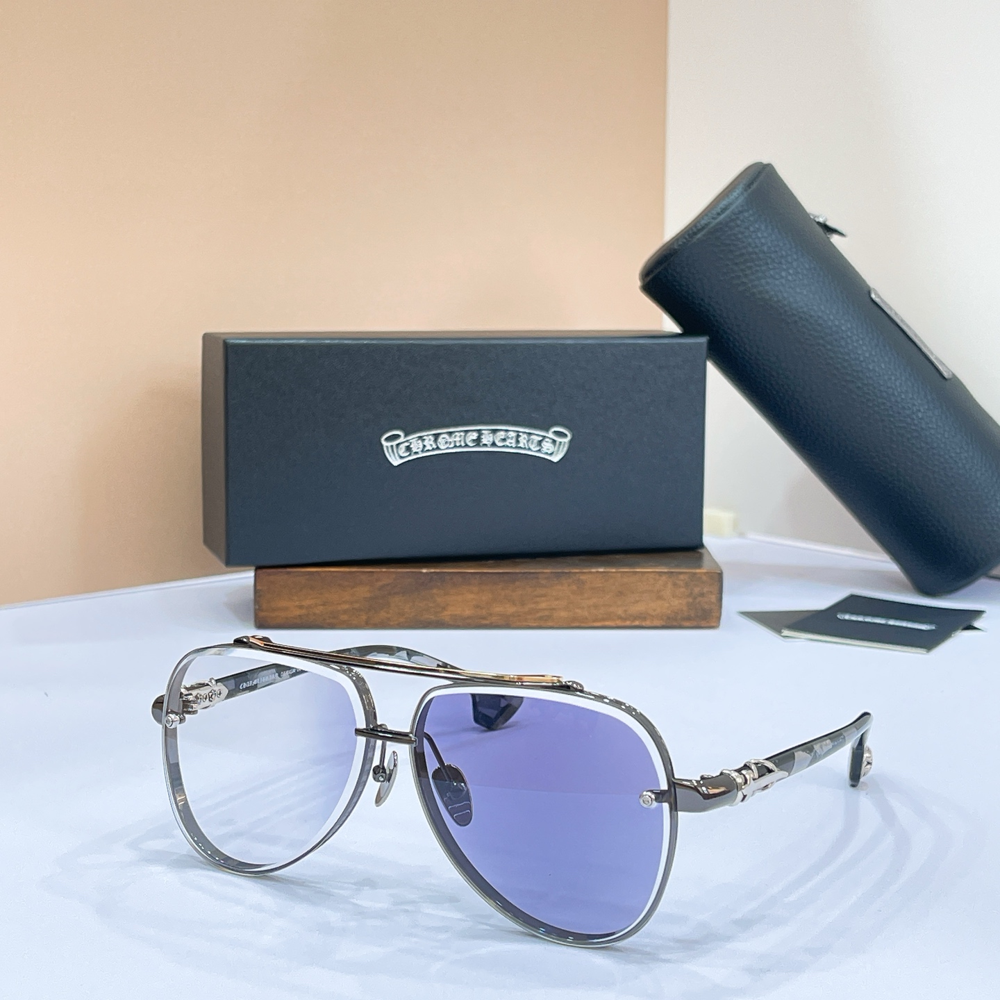 Chrome Hearts Sunglasses Metal Double Bridge Aviator