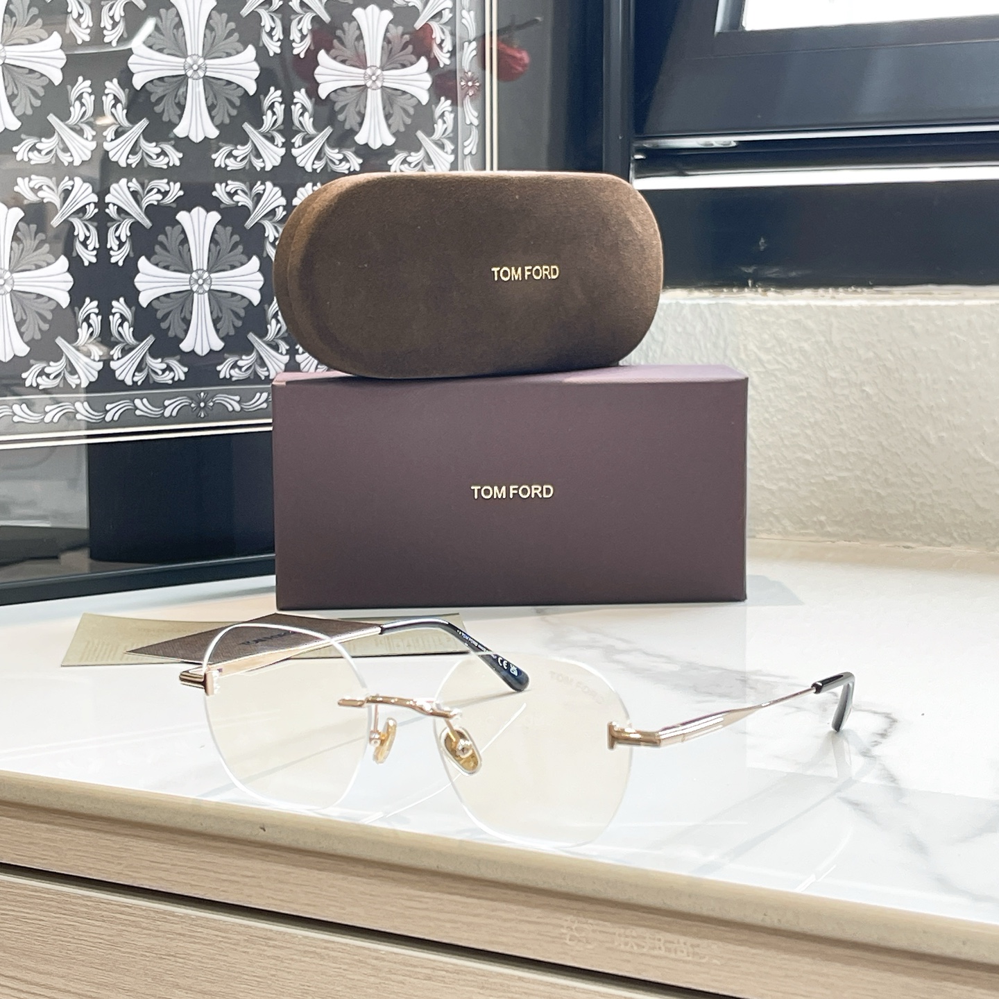 TOM FORD TF6128 Rimless Metal Eyeglasses