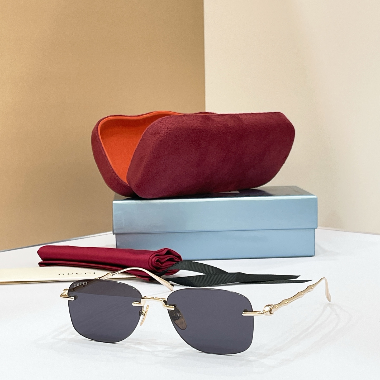 GUCCI Sunglasses GG2387S Metal Rimless Square