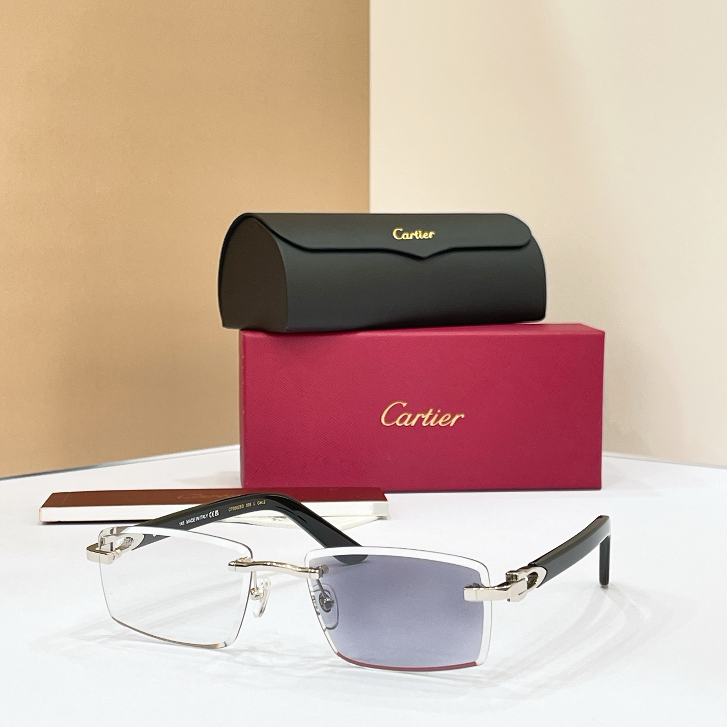Cartier Rimless Metal Rectangular Glasses