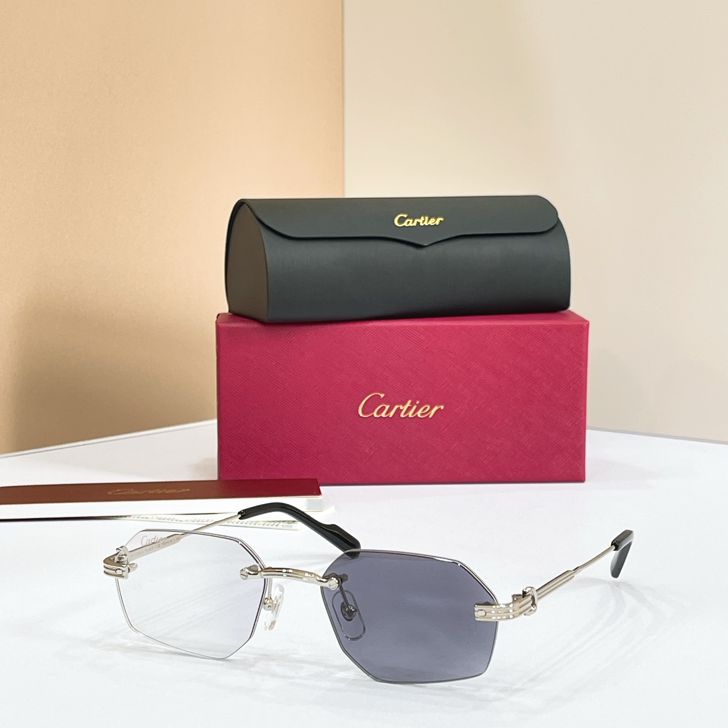 Cartier Rimless Metal Polygon Sunglasses