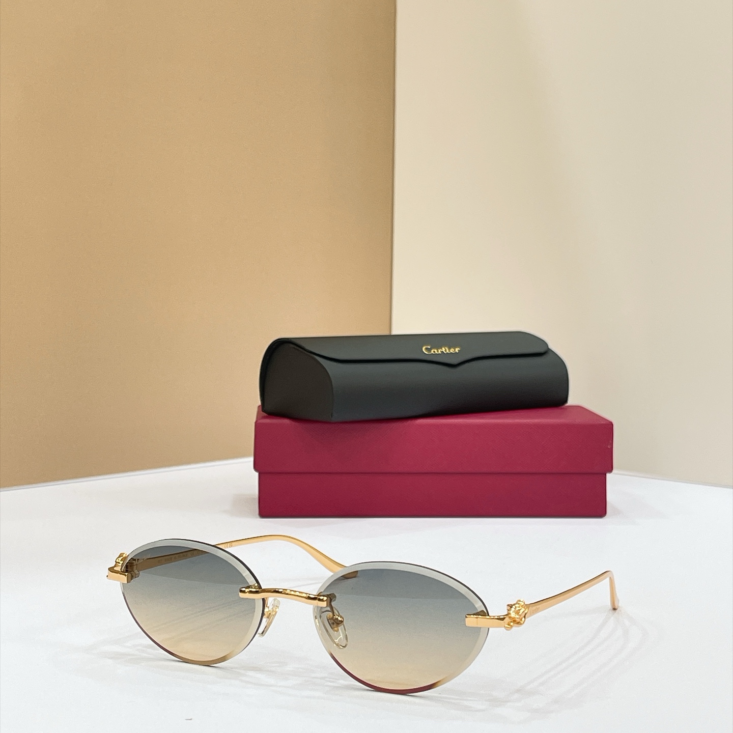 Cartier Sunglasses Metal Rimless Oval