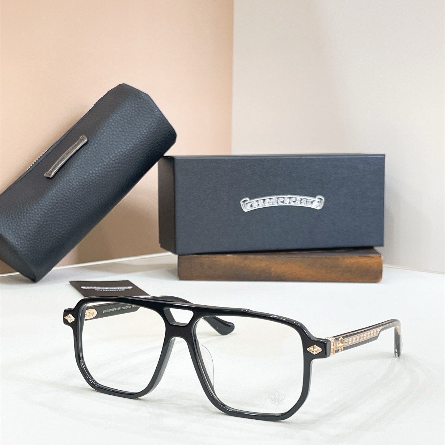 Chrome Hearts Sunglasses Acetate Square Black Frame