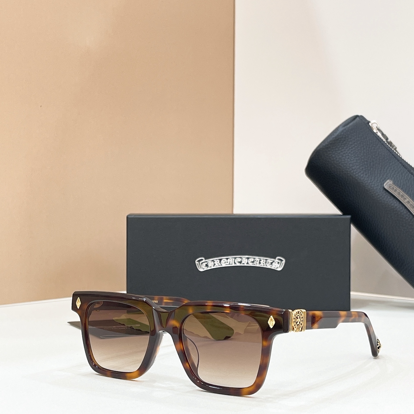Chrome Hearts Sunglasses Acetate Square Tortoiseshell