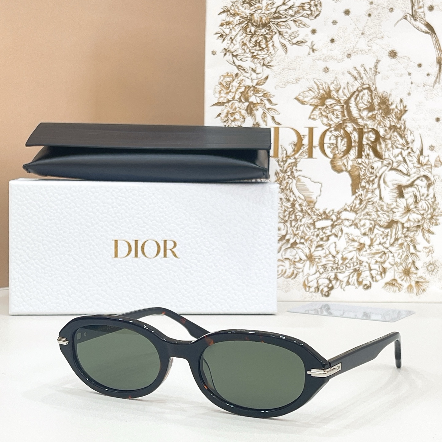 DIOR Sunglasses Acetate Oval Black Frame