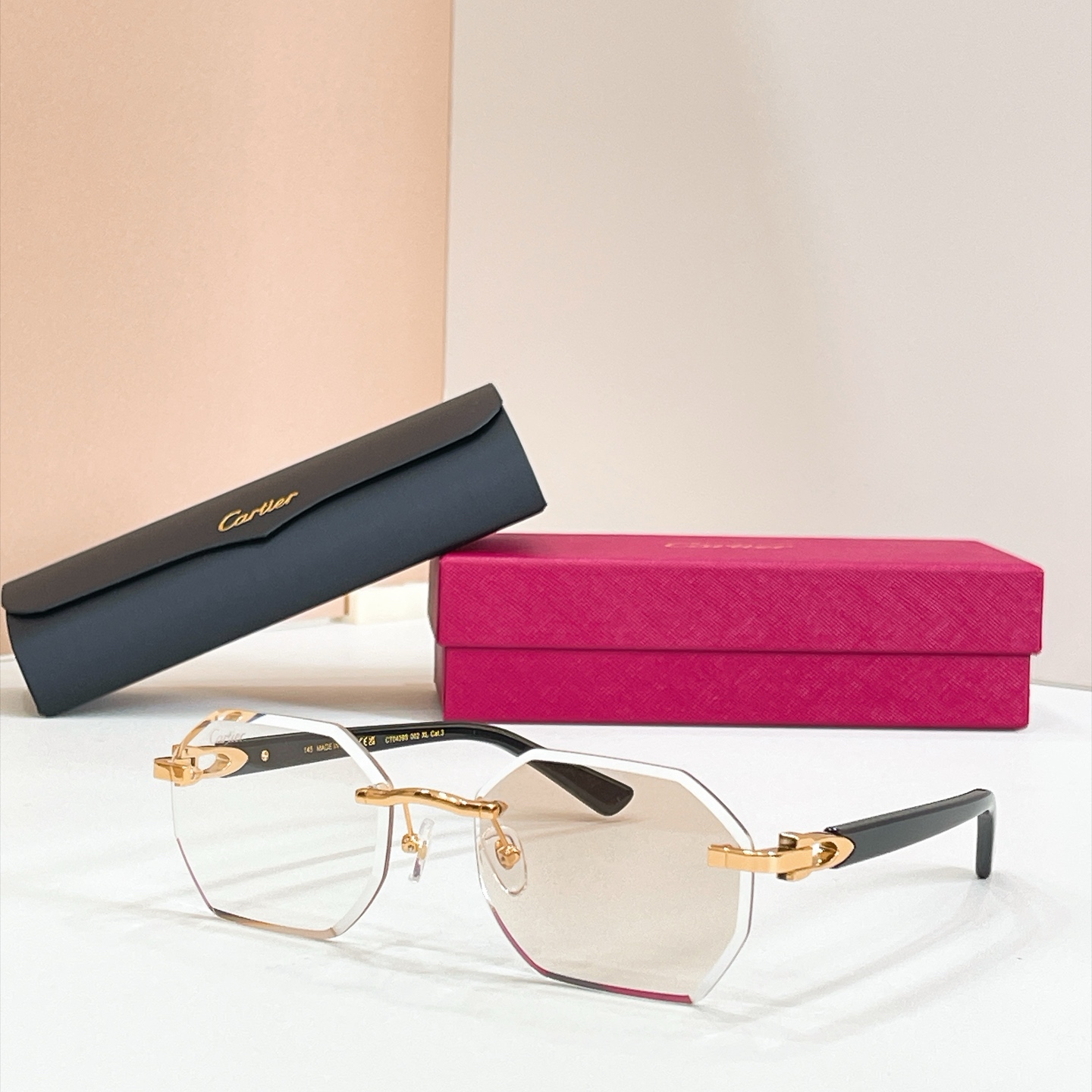 Cartier CT0439S Rimless Metal Geometric Glasses