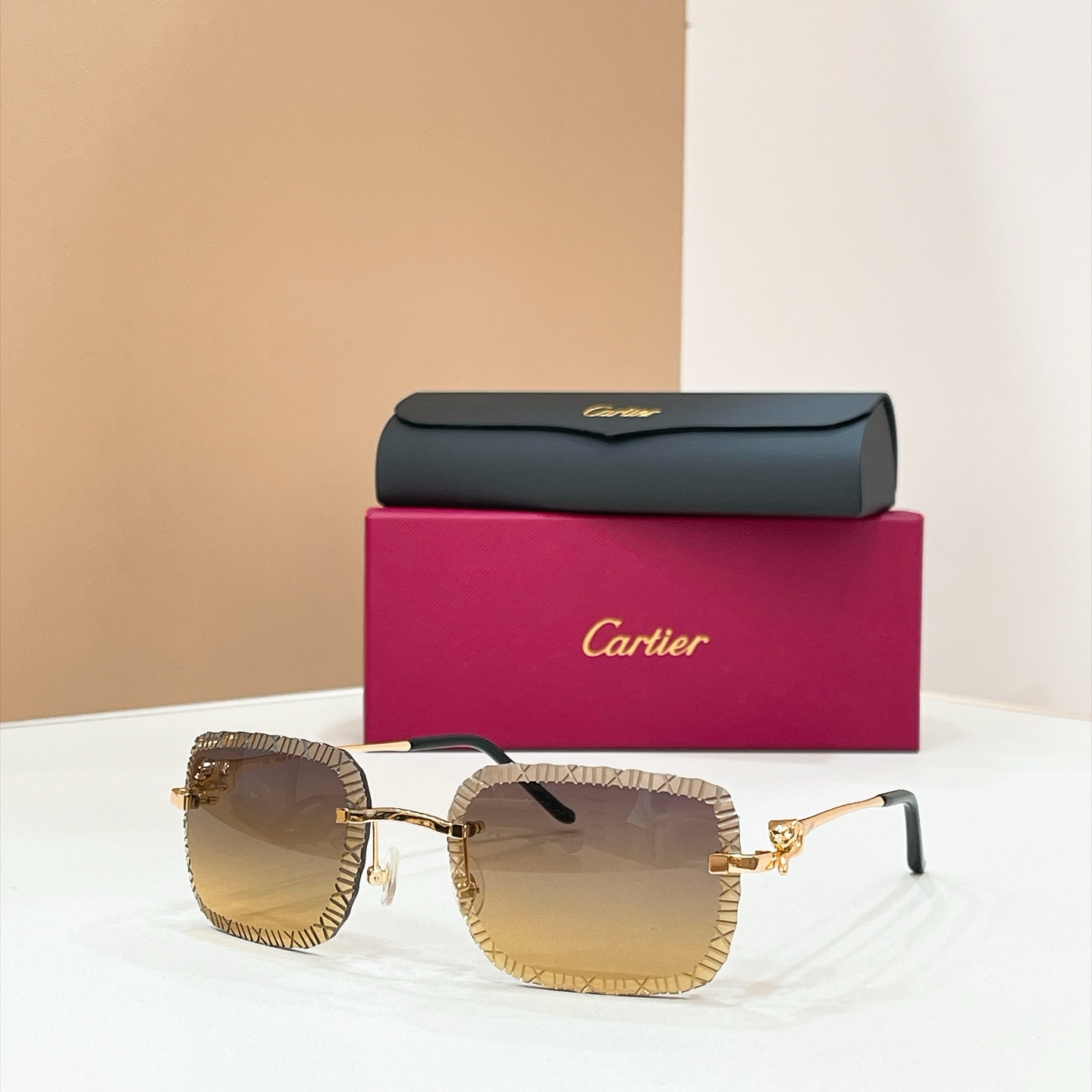 Cartier Sunglasses Rimless Metal Square