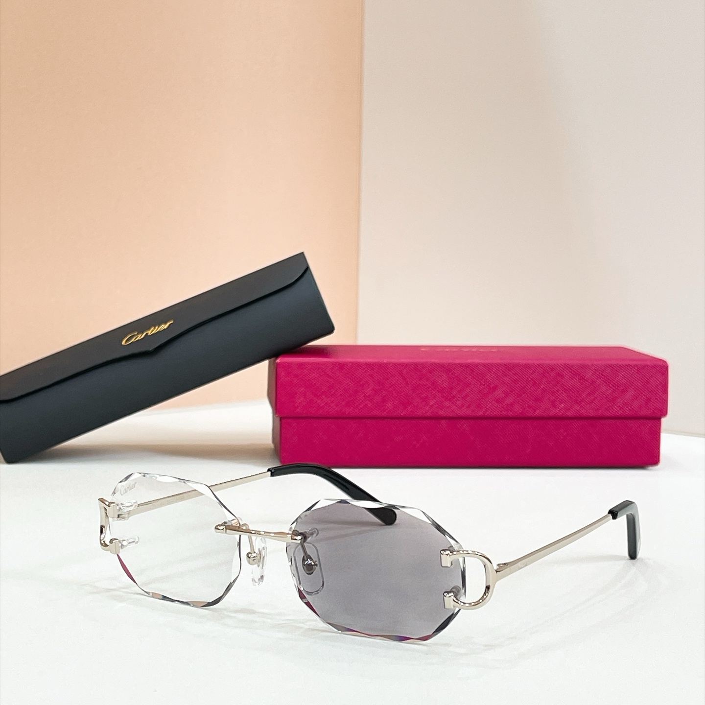 Cartier CT0106O Rimless Metal Polygon Eyeglasses