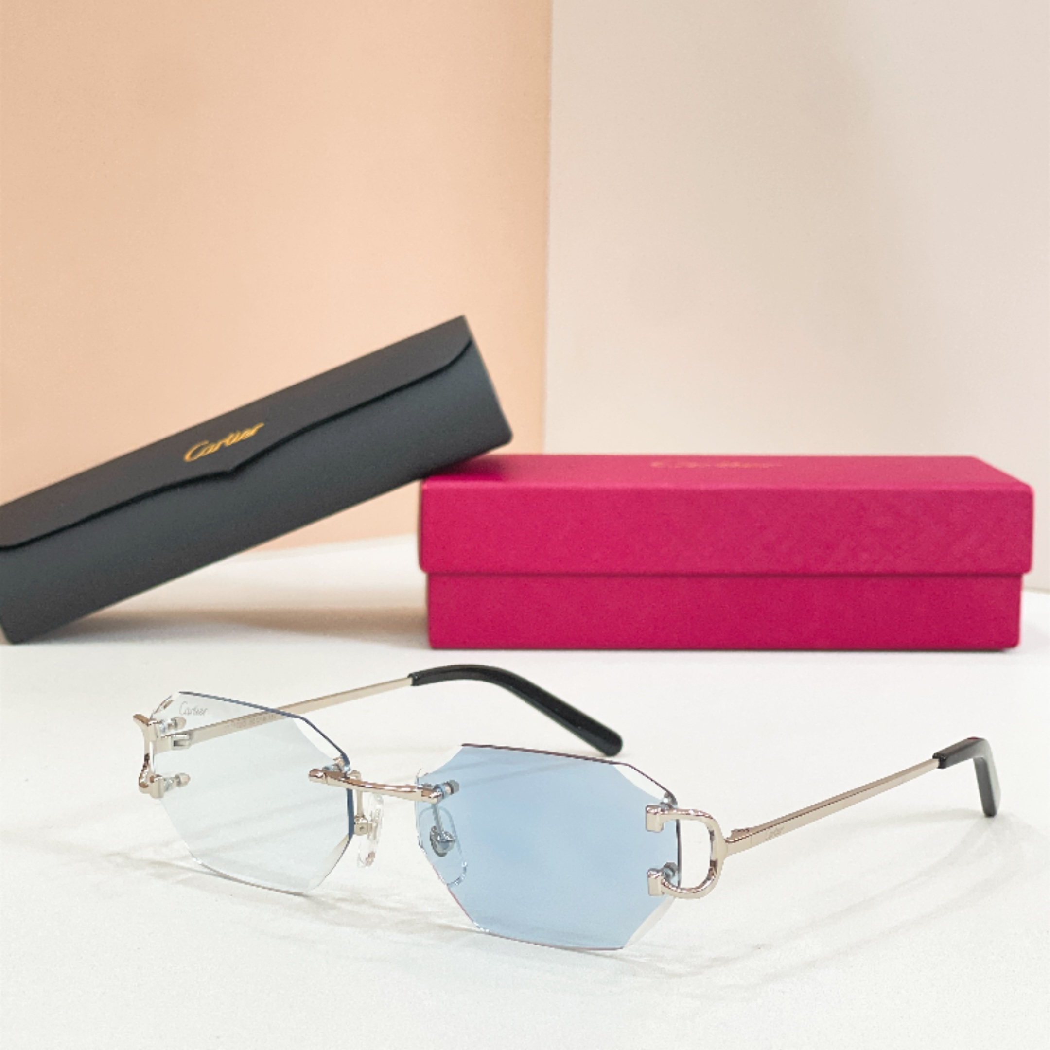 Cartier CT0102O Rimless Metal Polygon Eyeglasses