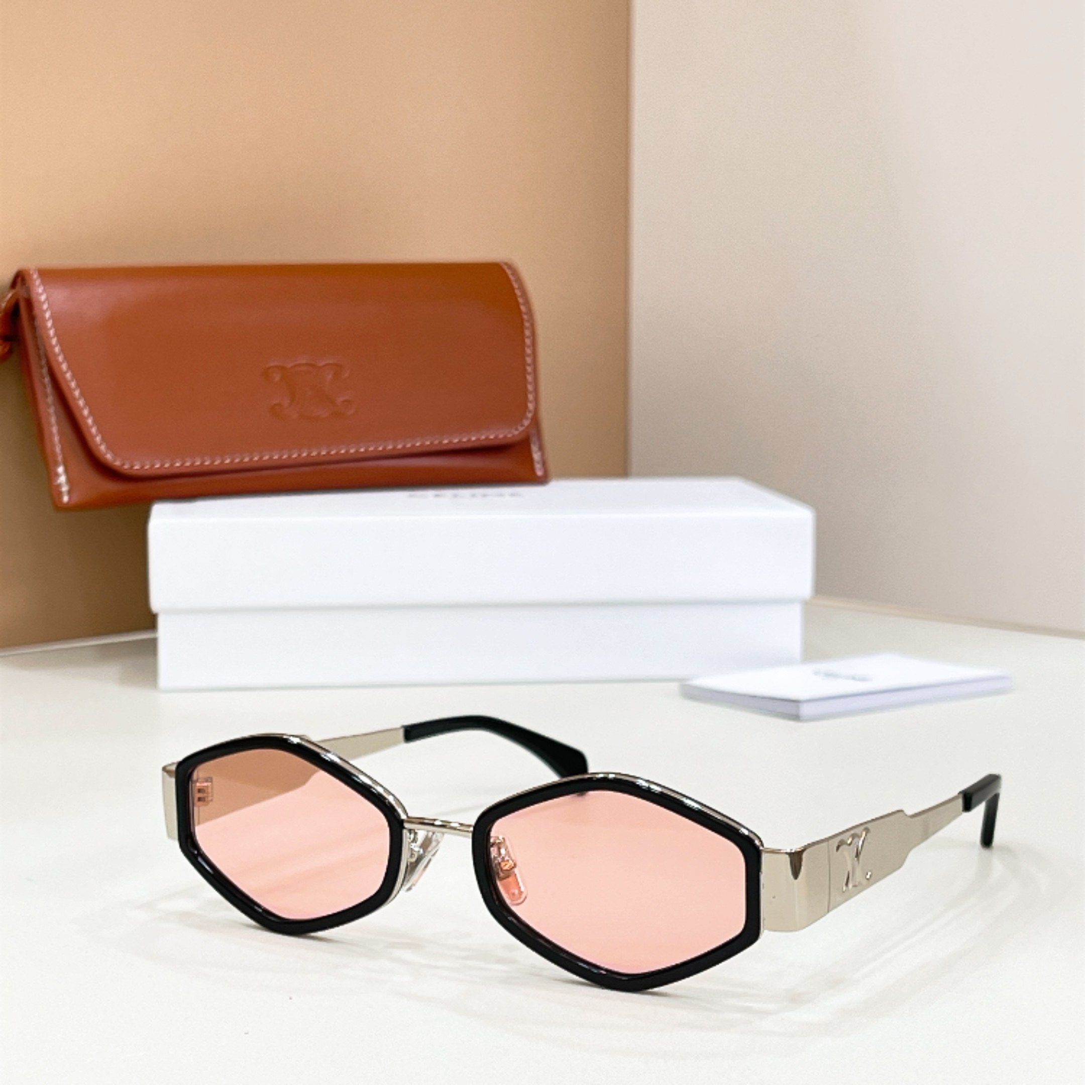CELINE Sunglasses CL40330F Metal Geometric Pink Lenses