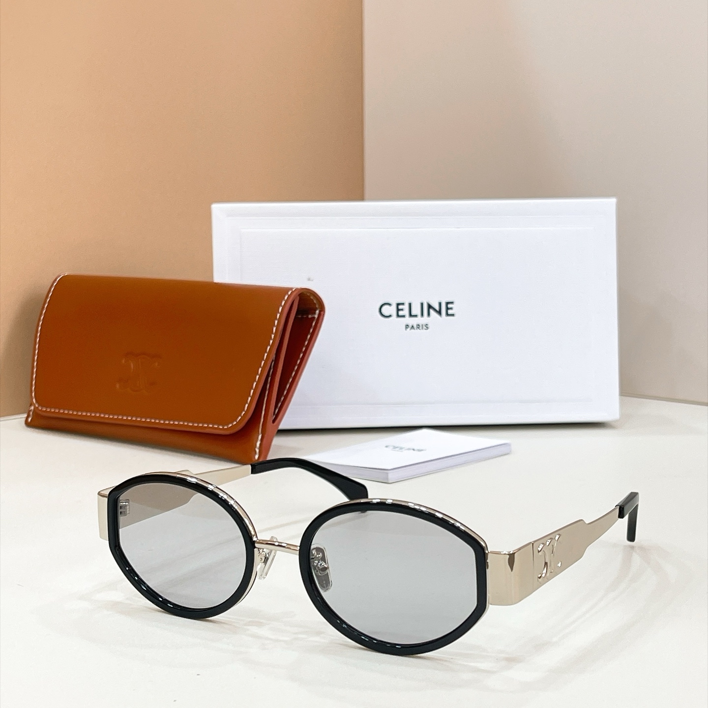 CELINE Sunglasses CL40331F Metal Black Oval